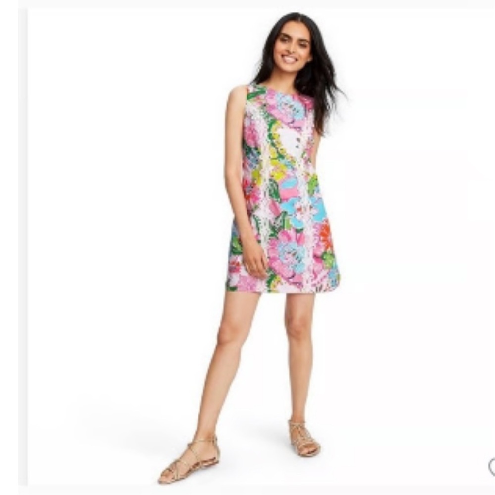 Lilly Pulitzer X target Pink and Green Dress Sleeveless Mock Neck Sundress